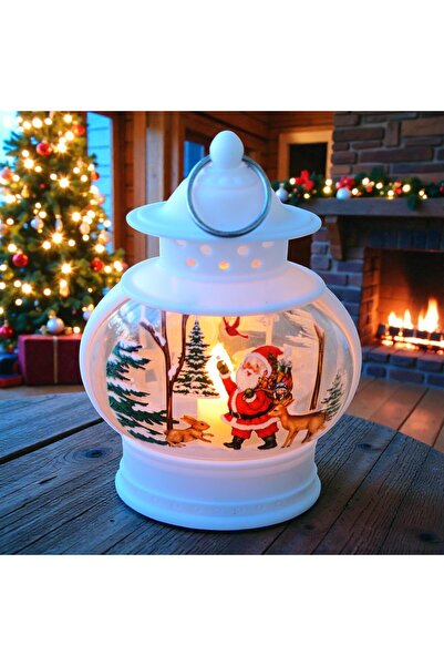 Kuzey VIP OVAL BEYAZ NOEL BABA YILBAŞI FENERİ GÜN IŞIĞI LED IŞIKLI FENER YILB...