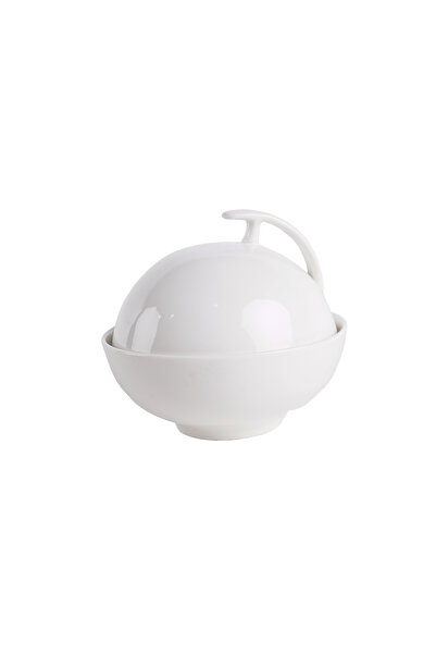 SQUALO زبدية بورسلان بغطاء – لون أبيض – حفظ وتقديم الطعام