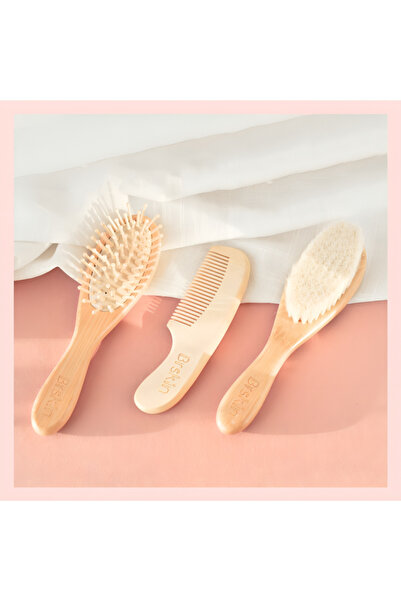 Brskin مجموعة فرشاة شعر ومشط خشبي للأطفال
