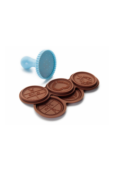 iBiLi round cookie mold, plastic, 7 cm, blue