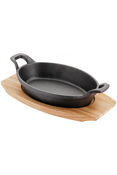 JUDGE Set de servire tapas Sizzle&Serve, fontă/lemn, 20x14 cm, negru/maro