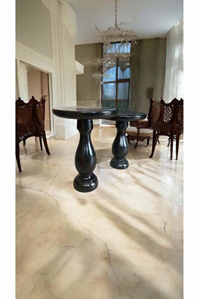 Simillo Home&Living Ahşap 2’li Yan Sehpa Takımı Siyah Renk Mantar Sehpa Modeli