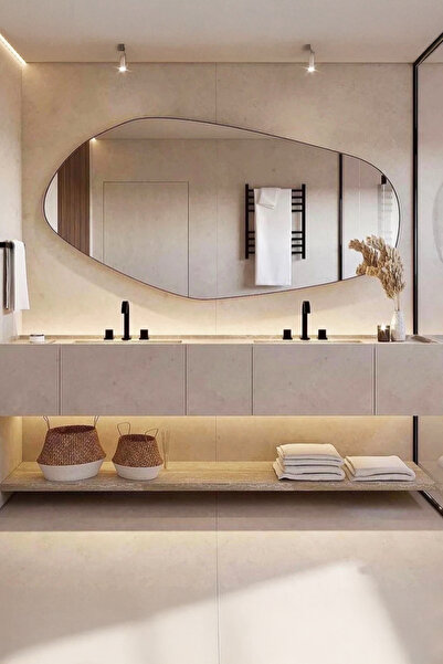 Fawdecor Asimetrik Ayna Ev Dekoru Estetik Duvar Aynası Banyo Tasarımı Özel Ta...