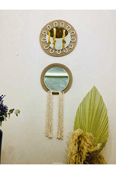 kattuna Bohemian Jute Mirrored Wall Decoration Set of 2