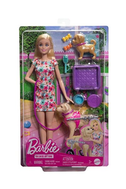 Barbie Doll with 2 Toy Dogs & Pet Accessories, 1 Pup in Removable Wheelchair, 10+ Piece Set
