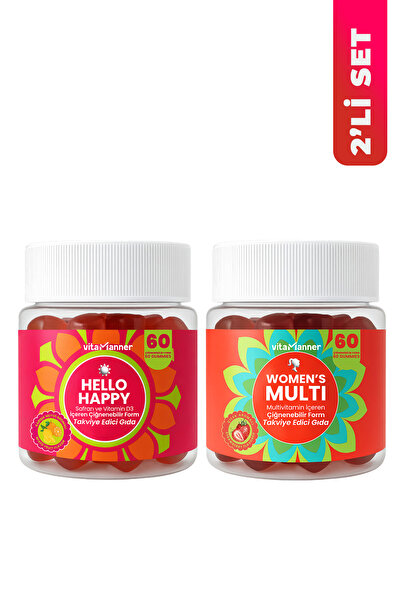 Vitamanner Womens Multi & Hello Happy 2’li Gummy Çiğnenebilir Takviye Seti