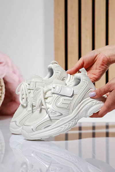 Zaira Λευκά παιδικά πάνινα παπούτσια από οικολογικό δέρμα Geo #21142