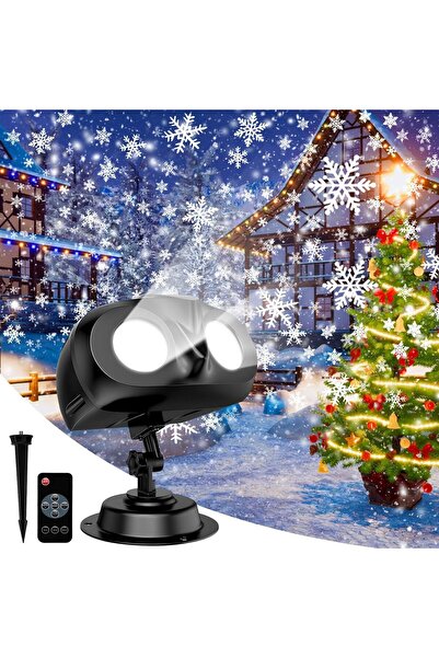 TAPIT Christmas Snowflake Projector Lights with Remote, Double-Head Rotating Outdoor/Indoor (A)