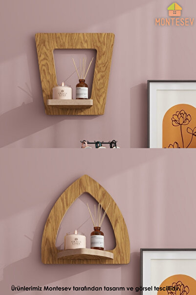 MONTESEV Ahşap Dekoratif Duvar Rafı 2 li / 3 lü Set ( MTSV - 541)