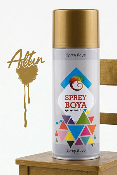 Badem10 Altın Yaldız Sprey Boya 400 ml Metal Ahşap Beton Yüzeylere Uygun Hobi...