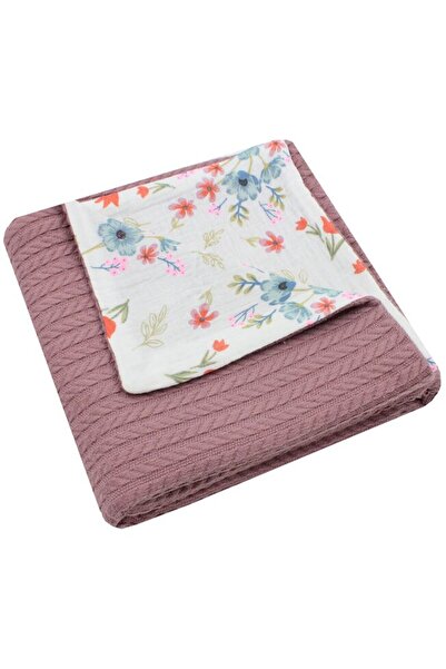 PRICHINDEL Pătură tricotată Anna, revers de muselină cu clopoței și lalele, 8...