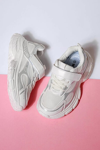 Zaira Λευκά παιδικά πάνινα παπούτσια από υφασμάτινο υλικό Ana #21123