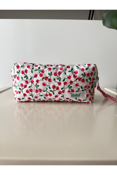 Tadsy Cherry Patterned 100% Cotton Pencil Bag |   19X9X6 cm |