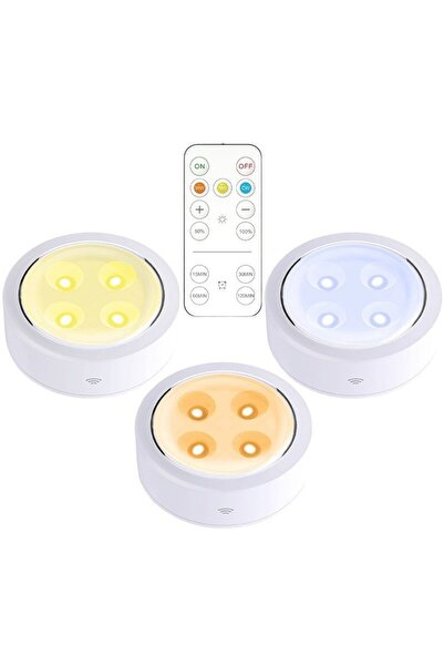 OEM Set of 3 lamps, LED, wireless, battery powered, 3 modes, remote control, plastic, white, 10 cm