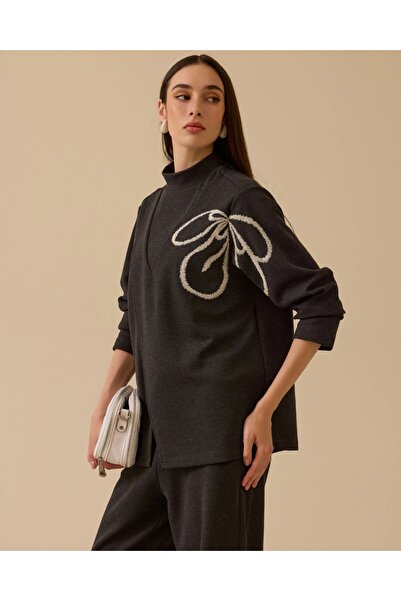 SEÇİL YENİ KADIN nakışlı örme sweatshirt 10002522311020