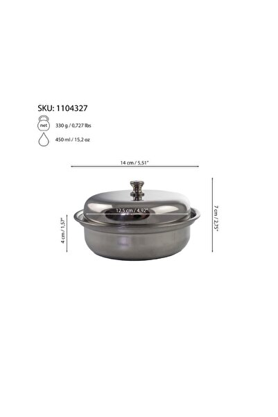gogiva Bol din oțel inoxidabil de 14 cm cu capac, ideal pentru servirea curry sau a altor mâncăruri calde