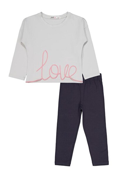 Civil Girls Love Embroidered Set for Ages 2-5 - Gray 4-5 Years