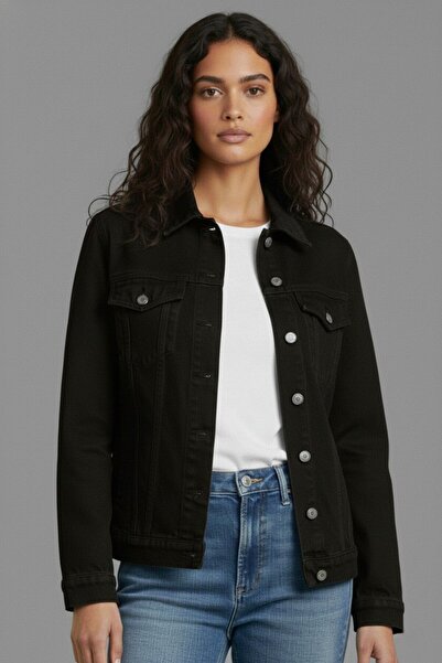 WKM Women's Relaxed Fit Double Pocket Denim Jeans Jacket