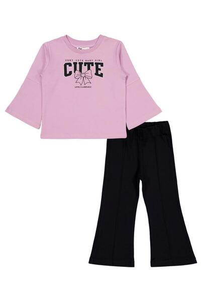 Civil Girls Cute Bow Printed Set for Ages 2-5 - Pink 3-4 Years Old