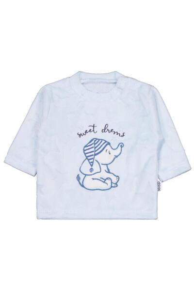 Minidamla طقم تطريز الفيل مكون من قطعتين لعمر 1-6 أشهر - أزرق لعمر 6-9 أشهر