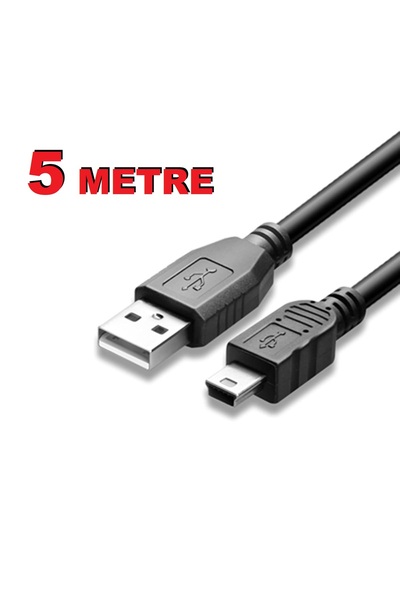 ATAELEKTRONİK 5 Metre Ps3 Kol Şarj Kablosu 5 Pin Mini Usb Usb5-pin 2.0 Erkek ...