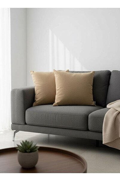 Mof Home Collection İkili Efektli Mikro Petek Vizon Rengi Kırlent Kılıfı