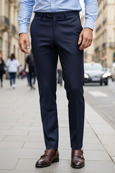 NAZEF Slim Fit High Quality 43% Silk Wool Six Star Fabric Pants