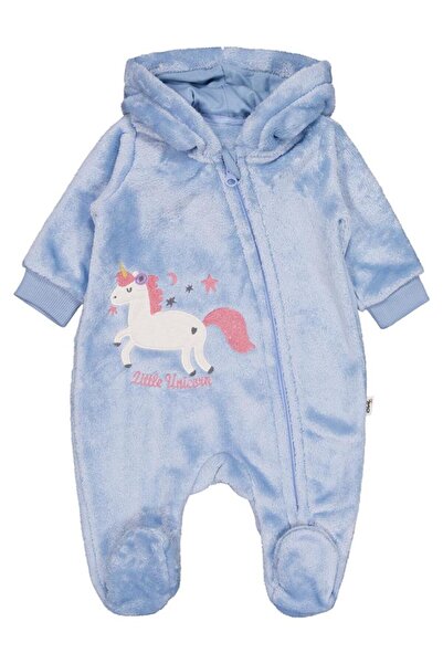 Civil Baby Car-Eared Unicorn Embroidered 1-9 Month Romper - Blue 3-6 Months