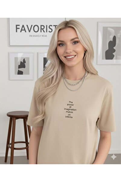 BW Bravely Wear تي شيرت نسائي مطبوع عليه THE POWER AT