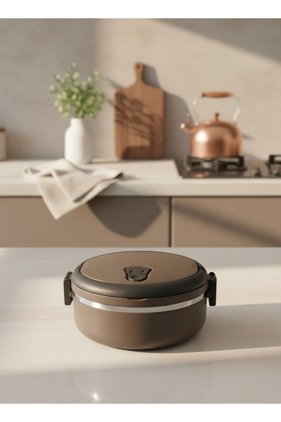 YAZICI Freshbox Tek Katlı Sefertası Yemek Termosu Koyu Kahve Cappucino Özel Renk Tr'de Tek Renk