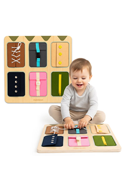 mamabrum Tablă manipulativă Montessori din lemn – Învățarea senzorială a inde...