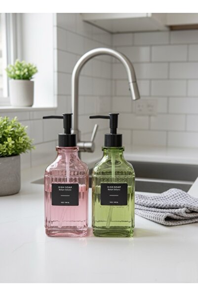 Rooc Home 2’li Cam Sıvı Bulaşık Sabunluk Seti – 500 ml