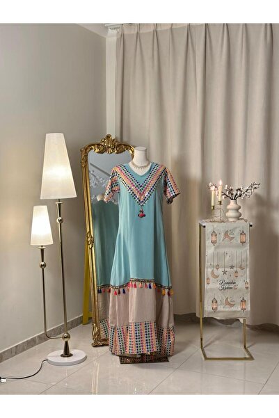 vanus fashion جلابية زرقاء بلمسات عصرية 5512