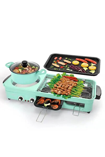 Optim Solution Gratar electric 2200 W, oala cu capac 20 cm