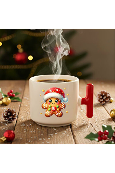 Finka Dekor Yılbaşı Yıldızlı Neşeli Kurabiye Adam Baskılı-Hediyelik Seramik K...