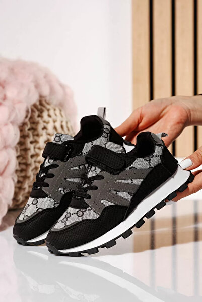 Zaira Μαύρα παιδικά πάνινα παπούτσια από υφασμάτινο υλικό Betsy #21019