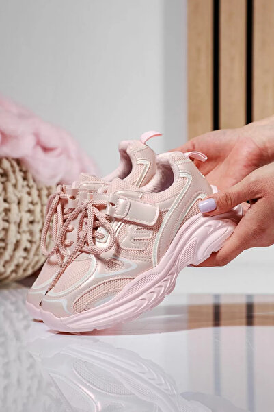 Zaira Παιδικά ροζ πάνινα παπούτσια από οικολογικό δέρμα Geo #21140 - 36