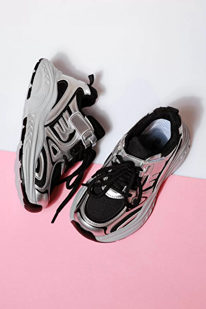 Zaira Μαύρα παιδικά πάνινα παπούτσια από οικολογικό δέρμα Geo #21139 - 36