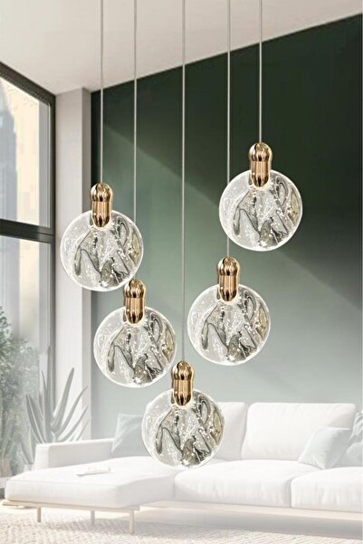 Eray Aydınlatma 8002-4+1 Sarkıt Gold Led Avize