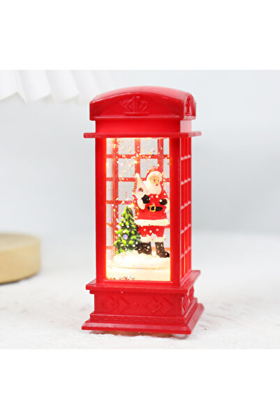 Generic Christmas Ornament Phone Booth Table Top with Lights & Music 5.2x5.2x12CM