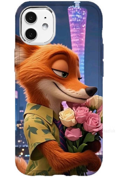 Turkuaz iPhone 11 Compatible Luxury Silicone Case with Fox Design