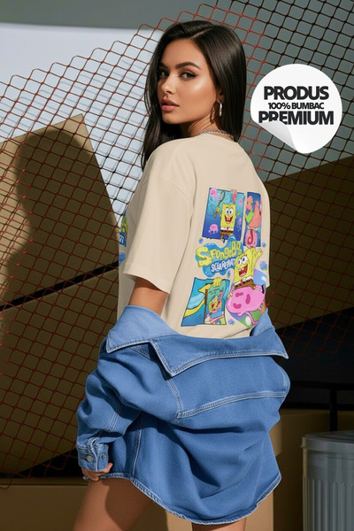 OEM 100% cotton Sponge Bob Oversized t-shirt for women