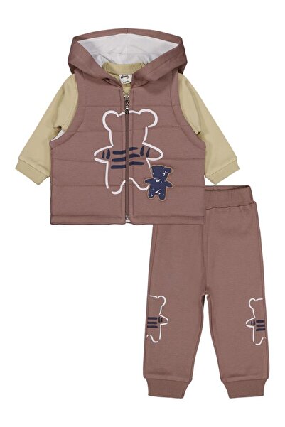 Civil Baby Teddy Bear Printed 3-Piece Set 6-18 Months - Brown 6-9 Months