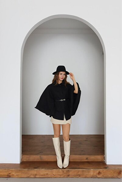 Patreon KADIN KEMERLİ KAŞE PANÇO