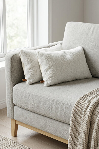 HAMUR Teddy Puffy Throw Pillow Cover 2-Pack 28X50 White