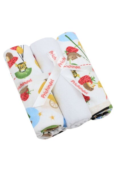 PRICHINDEL Set de 3 scutece din flanel de bumbac, „Bun venit în parc”, multic...