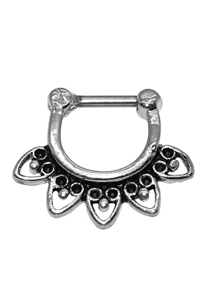 Cadının Dükkanı Gümüş 316L Çelik Tribal Mandala Detaylı Septum Piercing | Şık...