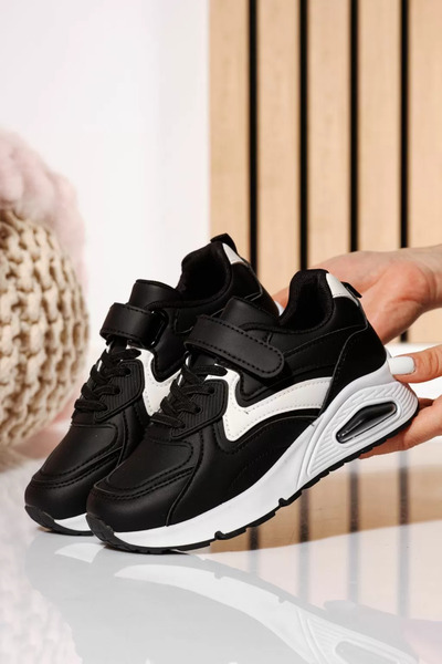 Zaira Μαύρα παιδικά πάνινα παπούτσια από οικολογικό δέρμα Alana #21015 - 36