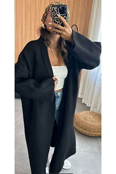 İKRAFASHİON Maxi Size Long Knitwear Cardigan