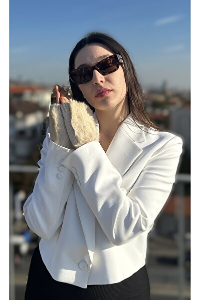 Mollycrush Women's Plush Detailed Half-Finger Winter Gloves – Warm and Stylish Design